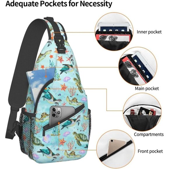 Women\'s Goth Sling Backpack Crossbody Shoulder Bag Travel Hiking Daypack Turtle main image 6